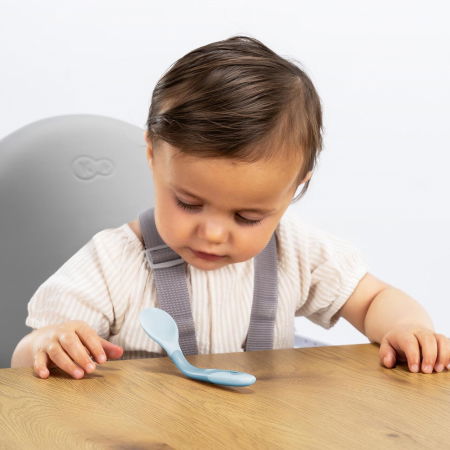 Tacamuri flexibile pentru copii, lingurita si furculita, fara BPA, albastru, 6+ luni, Reer 23033 [5]