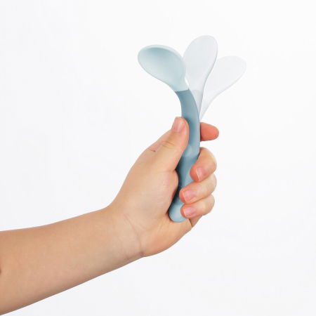 Tacamuri flexibile pentru copii, lingurita si furculita, fara BPA, albastru, 6+ luni, Reer 23033 [4]