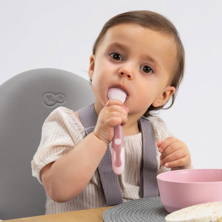 Tacamuri flexibile pentru copii, lingurita si furculita, fara BPA, roz, 6+ luni, Reer 23044 [1]