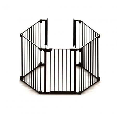 Tarc de siguranta modular pentru copii cu 5 panouri, metal negru, Noma [5]