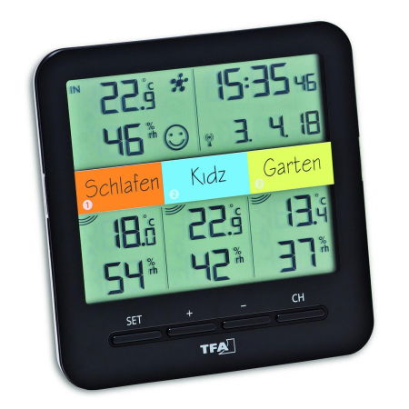 Produse - Termo-higrometru digital cu 3 senzori wireless KLIMA@HOME, compatibil cu WEATHERHUB SmartHome, TFA 30.3060.01.IT