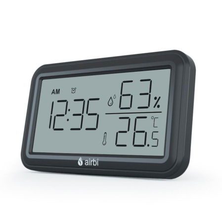 Termometre copii - Termometru si higrometru digital de camera, ceas cu alarma, memorie, suport expandabil, negru, AirBi LINE BI1052