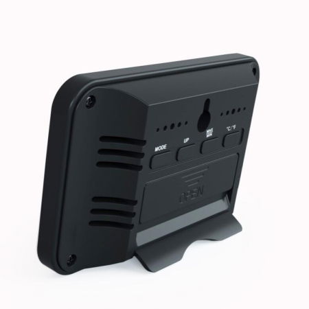 Termometru si higrometru digital de camera, ceas cu alarma, memorie, suport expandabil, negru, AirBi LINE BI1052 [2]