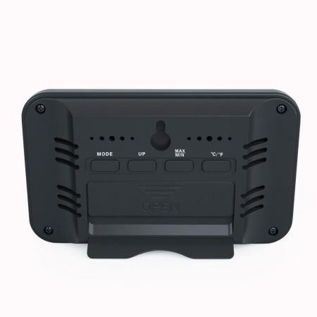 Termometru si higrometru digital de camera, ceas cu alarma, memorie, suport expandabil, negru, AirBi LINE BI1052 [1]