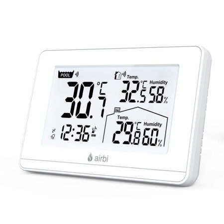 Termometru si higrometru digital de camera, cu senzori wireless pentru exterior si pentru apa din piscina, lumina de fundal, Airbi POOL BI1021 [2]