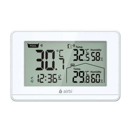 Termometru si higrometru digital de camera, cu senzori wireless pentru exterior si pentru apa din piscina, lumina de fundal, Airbi POOL BI1021 [3]