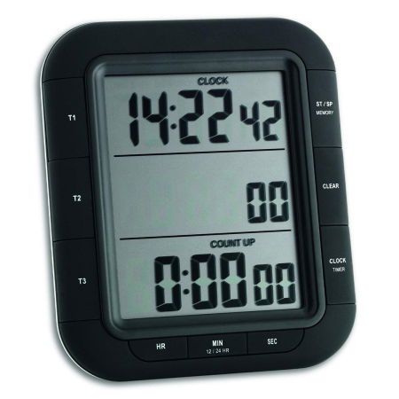 Produse - Timer si cronometru digital triplu, cu operare simultana, ceas, memorie, negru, TFA 38.2023