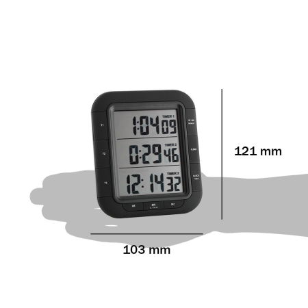 Timer si cronometru digital triplu, cu operare simultana, ceas, memorie, negru, TFA 38.2023 [1]