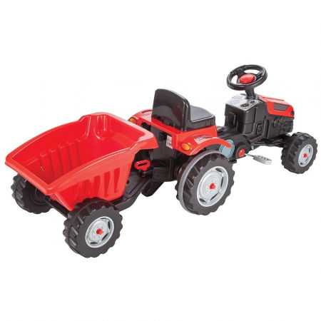 Tractor cu pedale si remorca, copii 3 ani+, rosu, Pilsan Active [1]