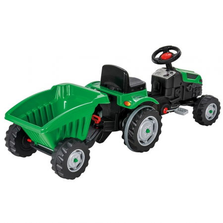 Tractor copii 3 ani+, cu pedale si remorca, verde, Pilsan Active [1]
