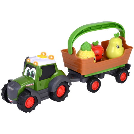 Masinute, avioane, motociclete - Tractor Simba ABC Freddy Fruit Trailer 30 cm cu lumini, sunete, remorca si figurine