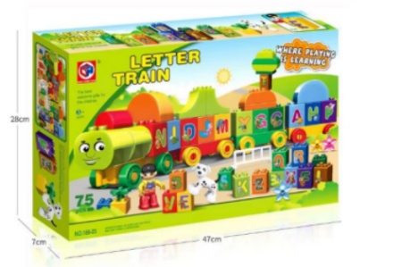 Tren cu cuburi de construcție educative – set 75 piese colorate pentru copii [3]