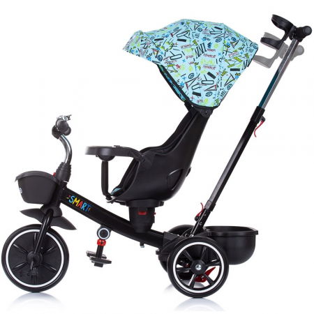 Tricicleta copii 1 an+,  cu sezut reversibil, negru-albastru deschis, Chipolino Smart [1]