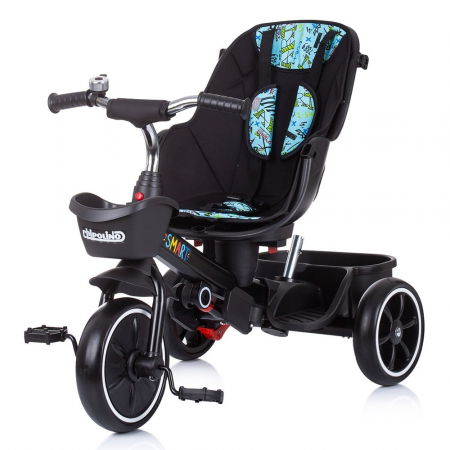 Tricicleta copii 1 an+,  cu sezut reversibil, negru-albastru deschis, Chipolino Smart [3]