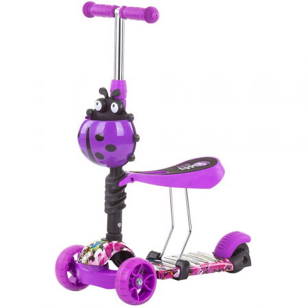 Trotineta copii 3 ani+,  3 in 1 cu maner, mov, Chipolino Kiddy Evo [3]