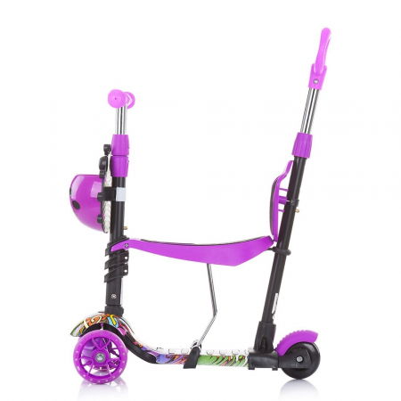Trotineta copii 3 ani+,  3 in 1 cu maner, mov, Chipolino Kiddy Evo [1]
