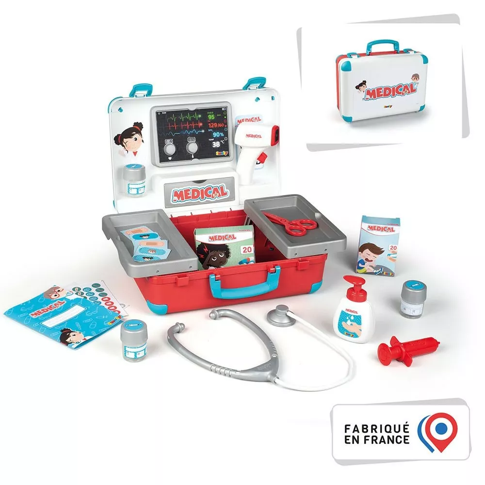 Produse - Trusa doctor copii, din plastic, Smoby Medical Case, 11 piese
