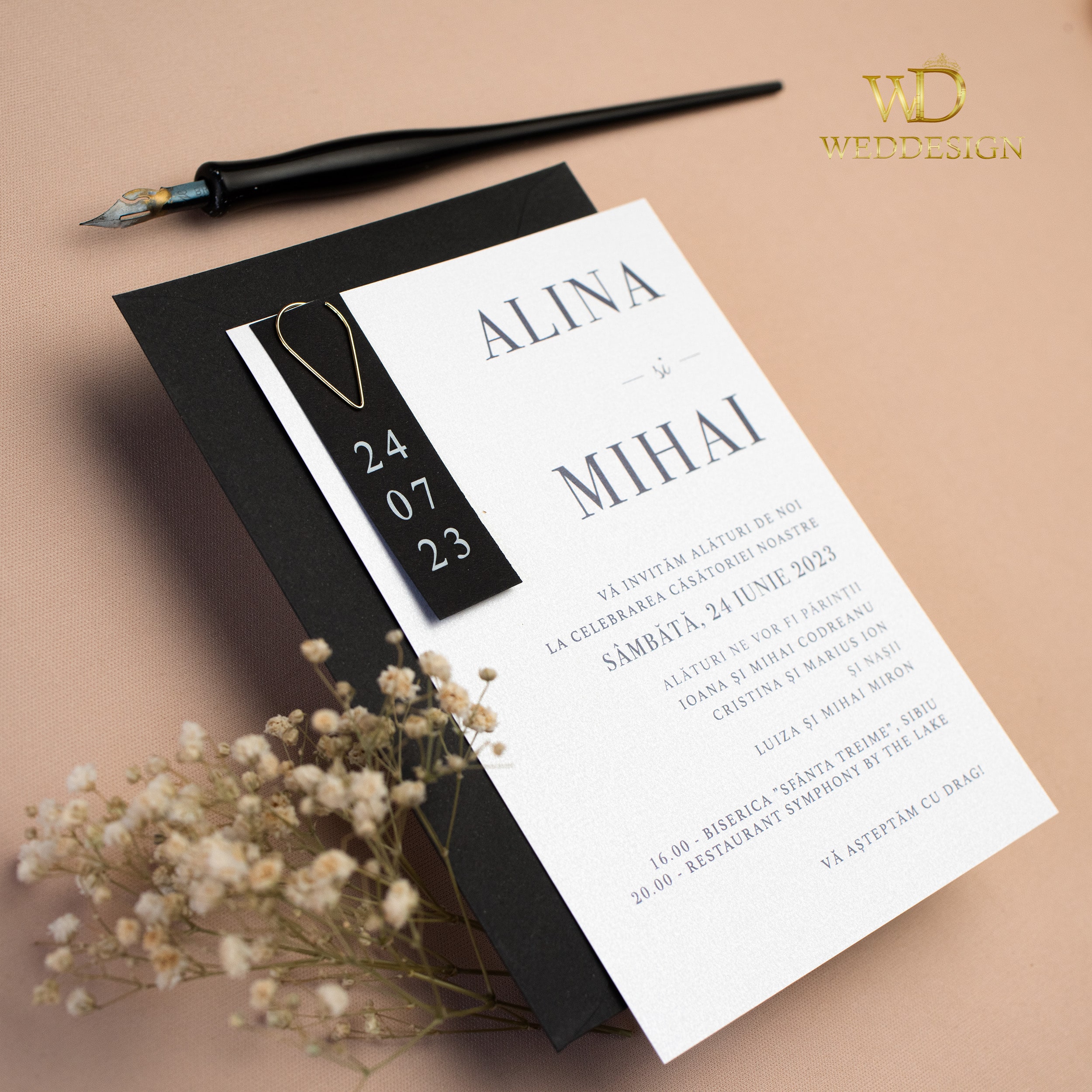 Carton invitatii alb sidefat