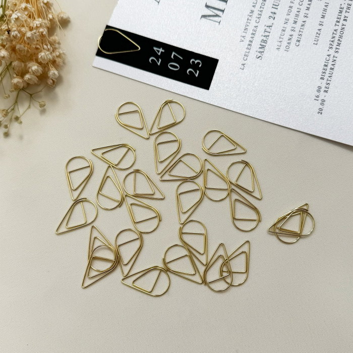 Agrafă decorativă triunghi auriu, clemă aurie invitații, agrafă metalică aurie [2]