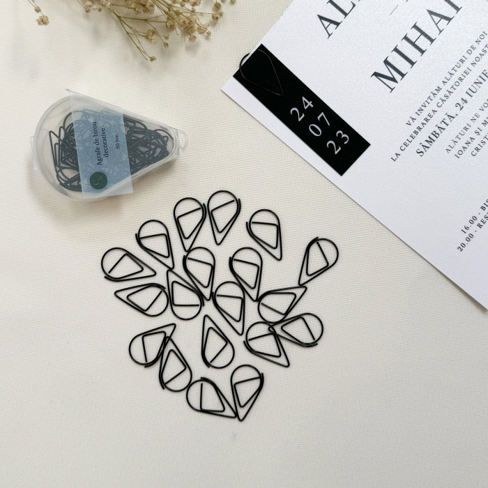 Agrafă decorativă triunghi negru, clemă neagră invitații, agrafă metalică neagră [2]