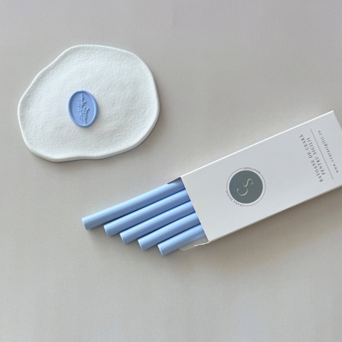 Baton de ceară albastru deschis mat, batoane de ceară bleu mat pentru sigilii [2]