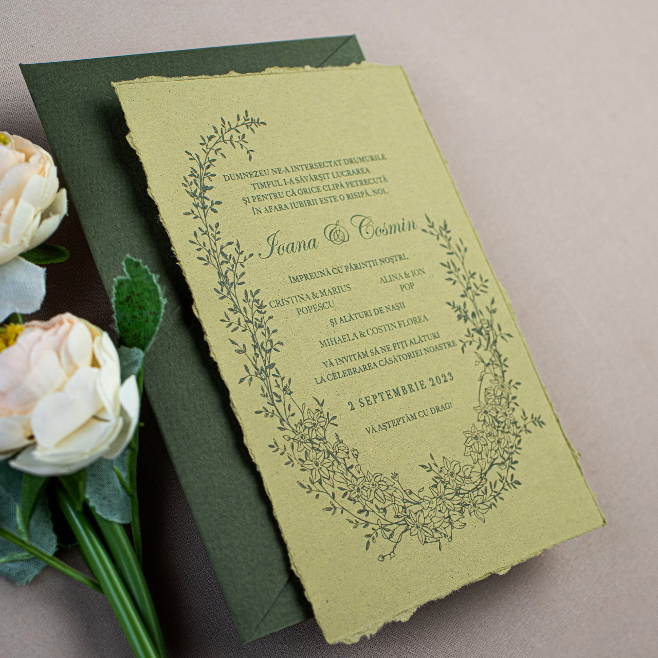 Carton reciclat olive pentru invitatii de nunta [4]