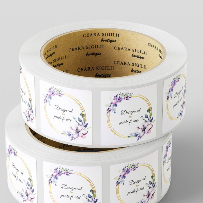 Etichete personalizate 60x60 mm lucioase, stickere pătrate rezistente, etichete autoadezive sintetice [2]