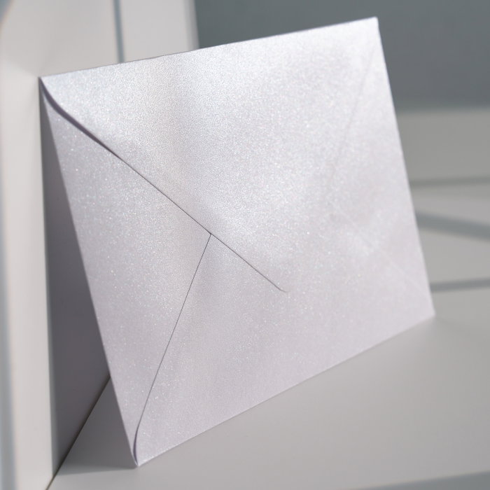 Plic C6 alb sidefat 120g, plic alb lucios pentru invitații, plic alb perlat elegant [2]