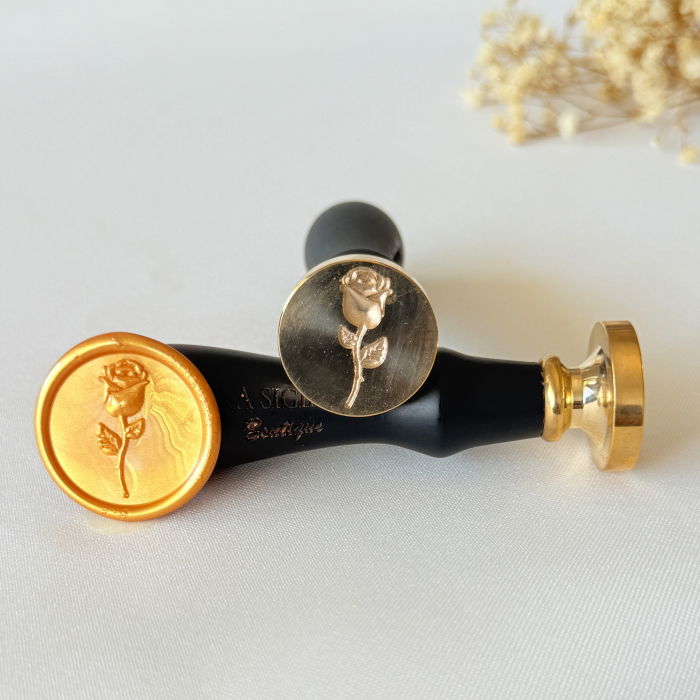 Ștampilă din alamă model trandafir 3D pentru sigilii de ceară [1]