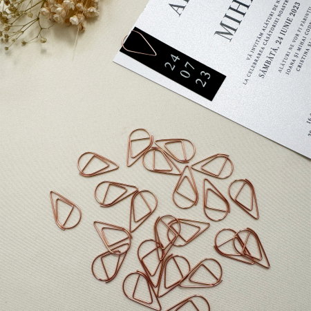 Agrafă decorativă triunghi rose, clemă rose gold invitații, agrafă metalică roz auriu [1]
