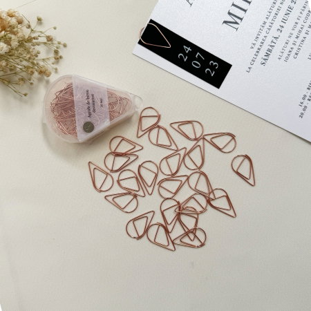 Agrafă decorativă triunghi rose, clemă rose gold invitații, agrafă metalică roz auriu [0]