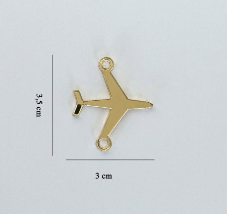 Avion auriu din acril, accesoriu invitații nuntă pasaport, decor călătorie auriu acril [2]