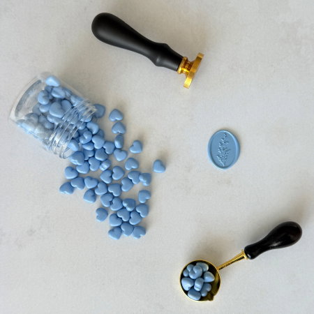 Bilute ceara pentru sigilii - Biluțe ceară albastru prăfuit, granule ceară albastru prăfuit, ceară pentru sigilii albastru vintage