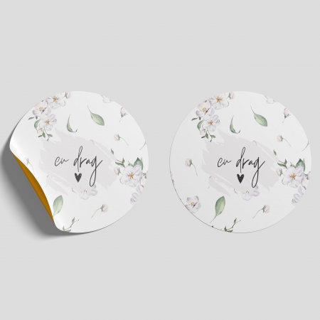 ETICHETE ADEZIVE - etichete adezive cu drag flori albe