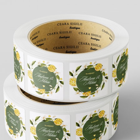 ETICHETE ADEZIVE - Etichete pentru marturii cu flori de lamaie