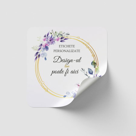 ETICHETE ADEZIVE - Etichete personalizate 60x60 mm lucioase, stickere pătrate rezistente, etichete autoadezive sintetice