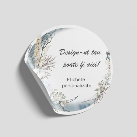ETICHETE ADEZIVE - Etichete personalizate cerc 45 mm lucioase, stickere rotunde rezistente, etichete autoadezive sintetice
