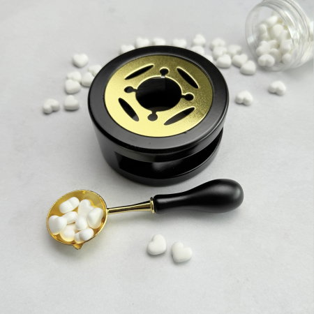 Linguriță pentru topit ceară negru cu auriu, lingură ceară sigilii negru aurie [1]