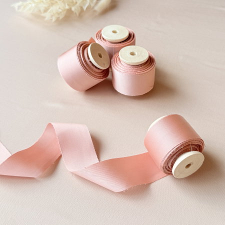 Panglica si snur - Panglică roz somon pentru invitații și plicuri de nuntă