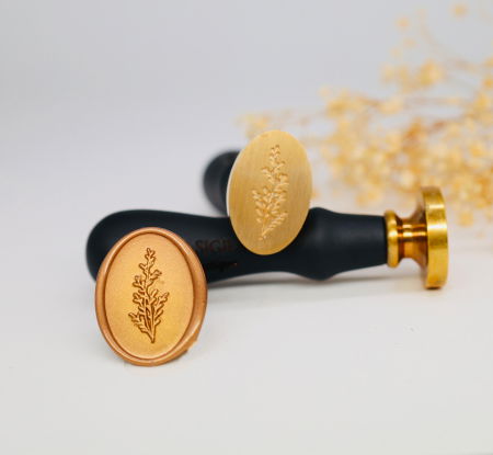 Stampile pentru sigilii - Ștampilă din alamă ovală model ramurele pentru sigilii