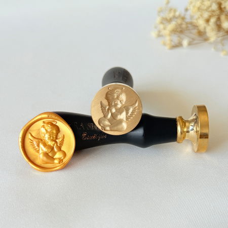 Stampile pentru sigilii - Ștampilă din alamă model îngeraș 3D pentru sigilii de ceară