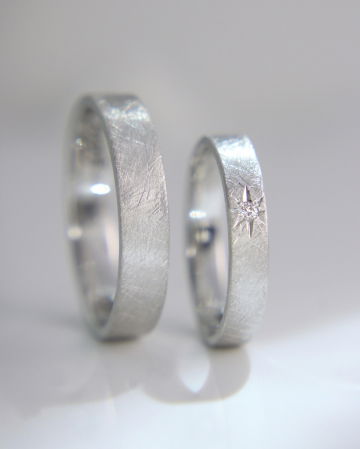 Verighete - Verighete din aur alb de 14K cu diamant natural - Graffias