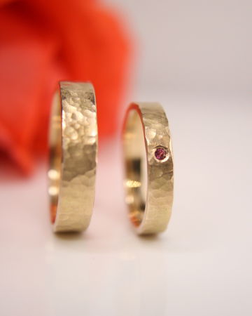 Verighete - Verighete texturate din aur roz de 14K - Luna Plus