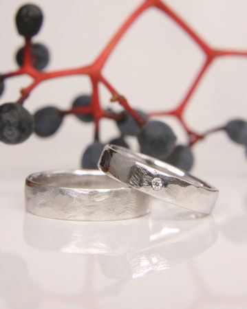 Verighete - Verighete Pluto -  Aur Alb 14K cu Diamant Natural