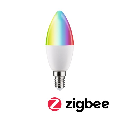 Becuri LED - Bec LED lumânare, 230V, Standard Smart Home Zigbee 3.0, E14, 470lm, 5W, RGBW+, cu flux luminos variabil, mat