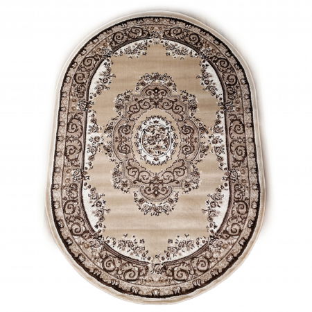 Covoare mktp - Covor Studio, 200 x 290 Bej Deschis/Alb 6020A Oval