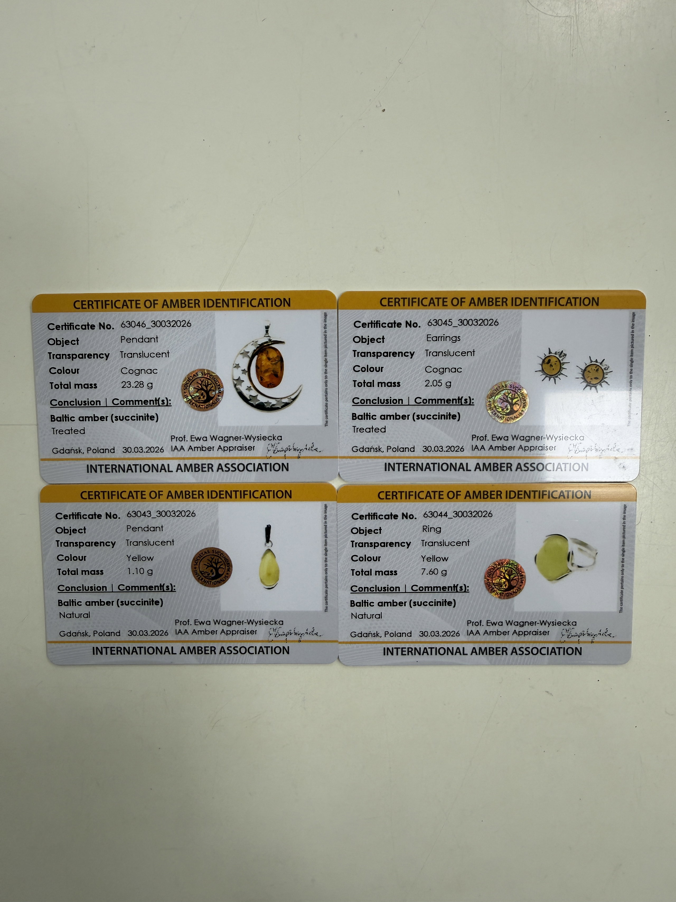Certificate de amber identification