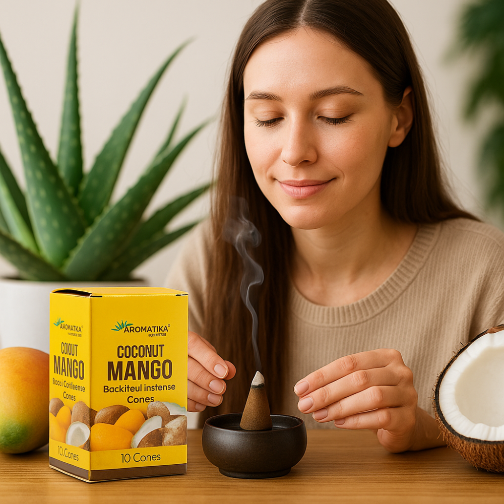 10 Conuri Aromatika Backflow Incense – Cocos si Mango [2]