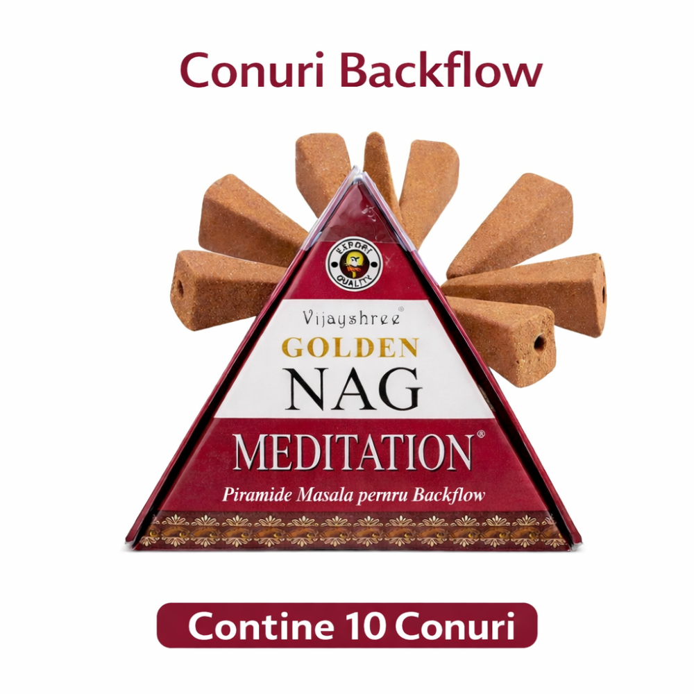 Conuri Parfumate Backflow Golden Nag Meditation – Piramida Sacra pentru Liniste si Claritate [3]