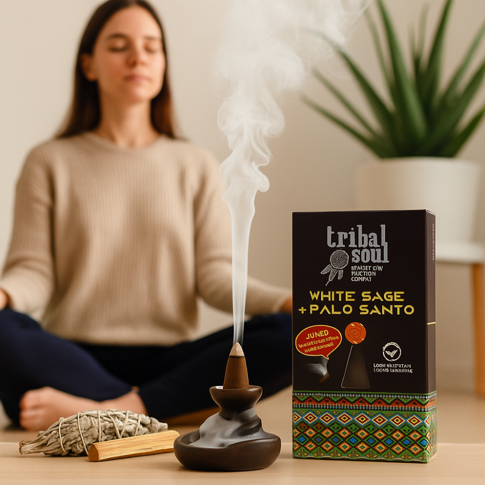 10 Conuri Tribal Soul Backflow Incense – Salvie Alba si Palo Santo [2]
